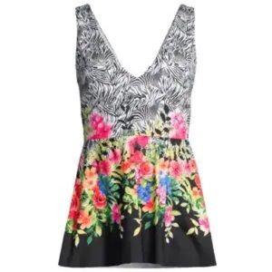 Johnny Was Rose Skirted One Piece Swimsuit Medium